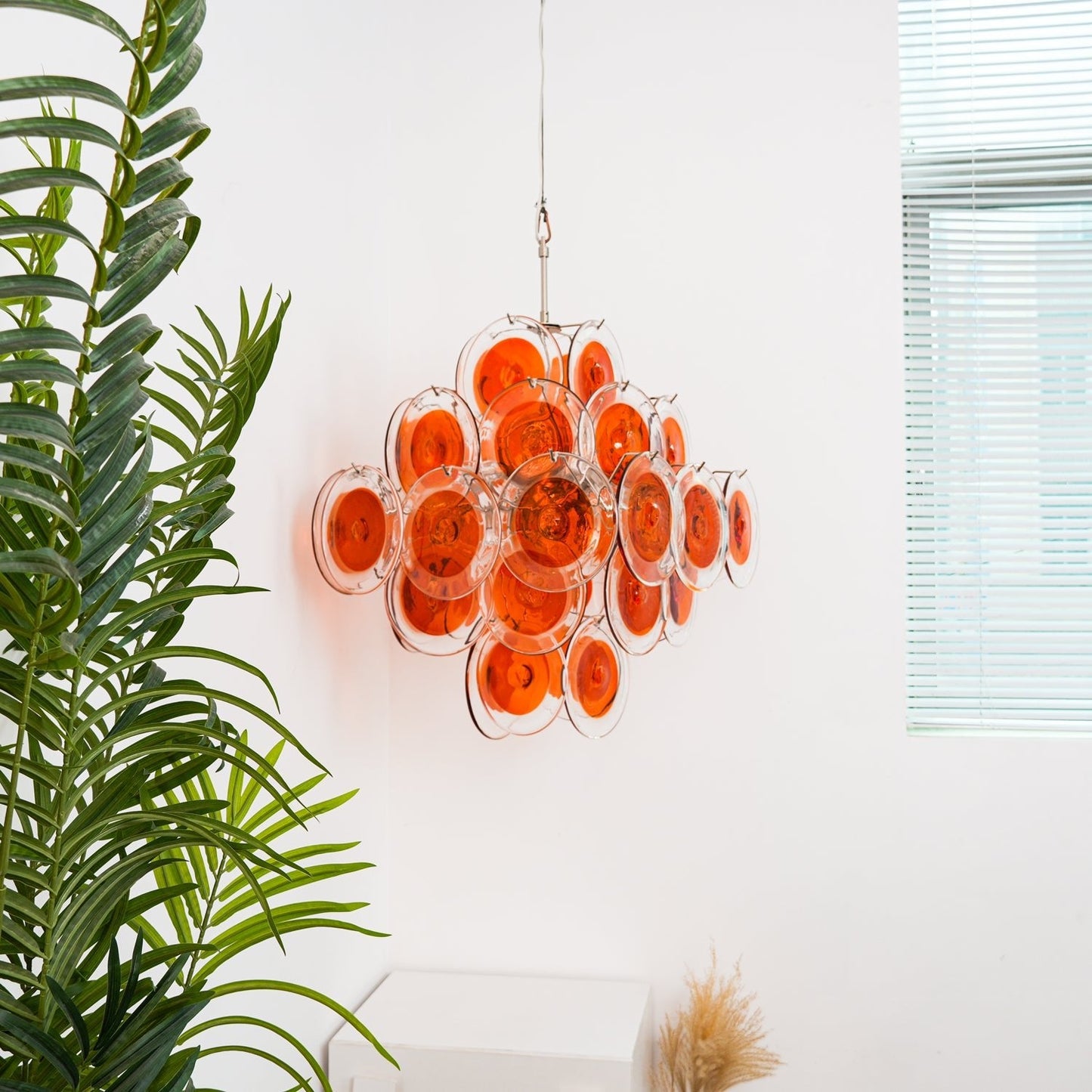 Orange Transparent Murano Disc Chandelier - YIOSI
