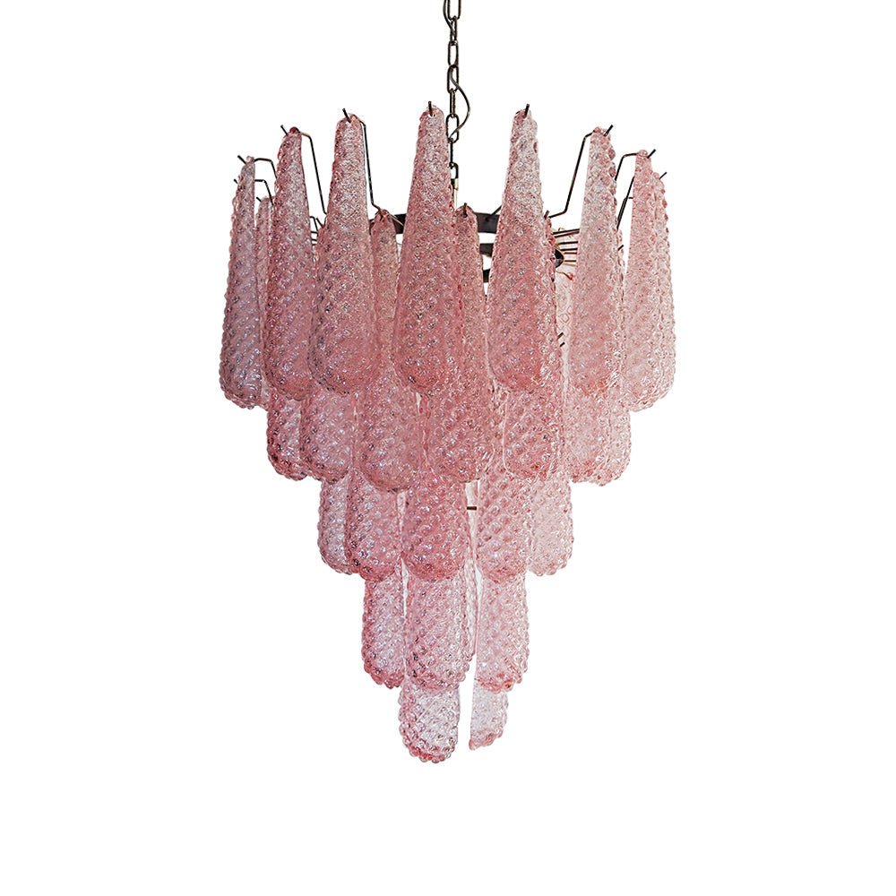 Murano Pink Glass Droplet Chandelier - YIOSI