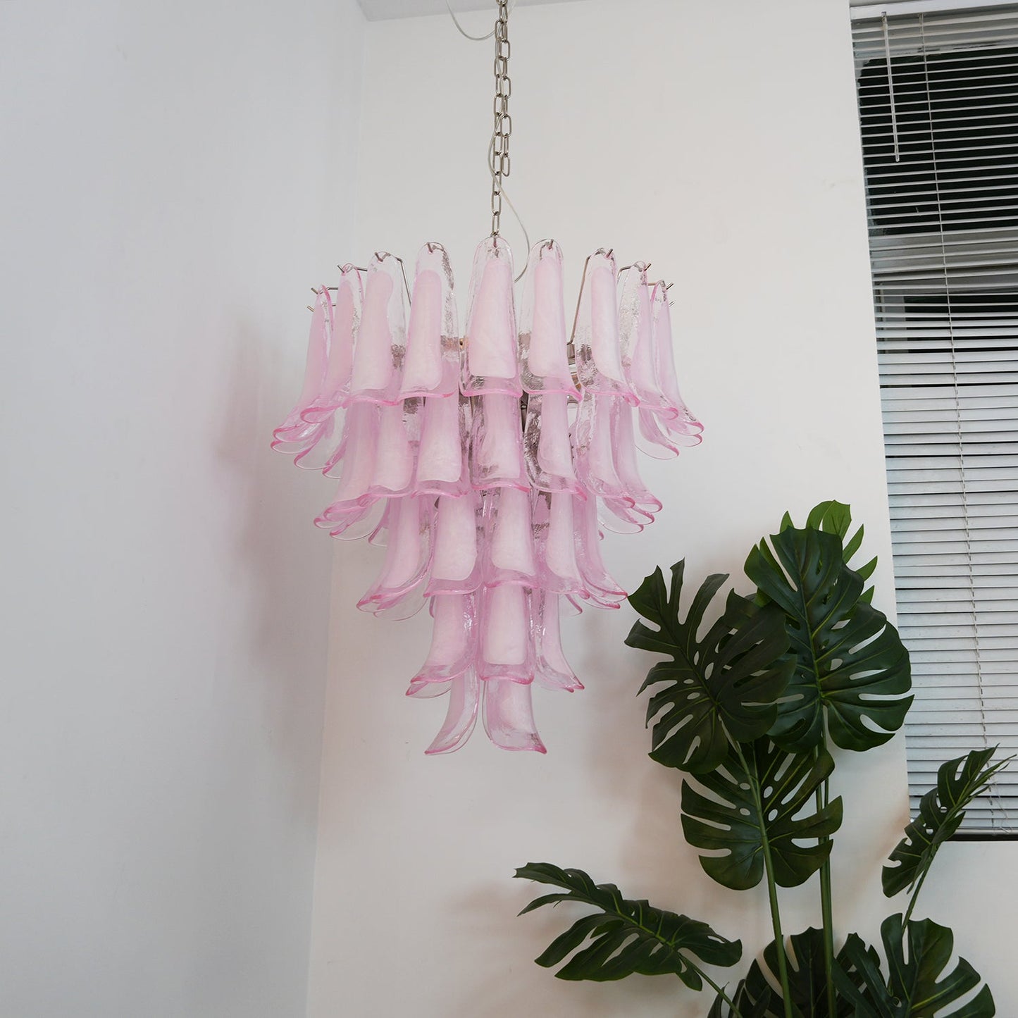 Murano Pink Glass Petals Chandelier - YIOSI
