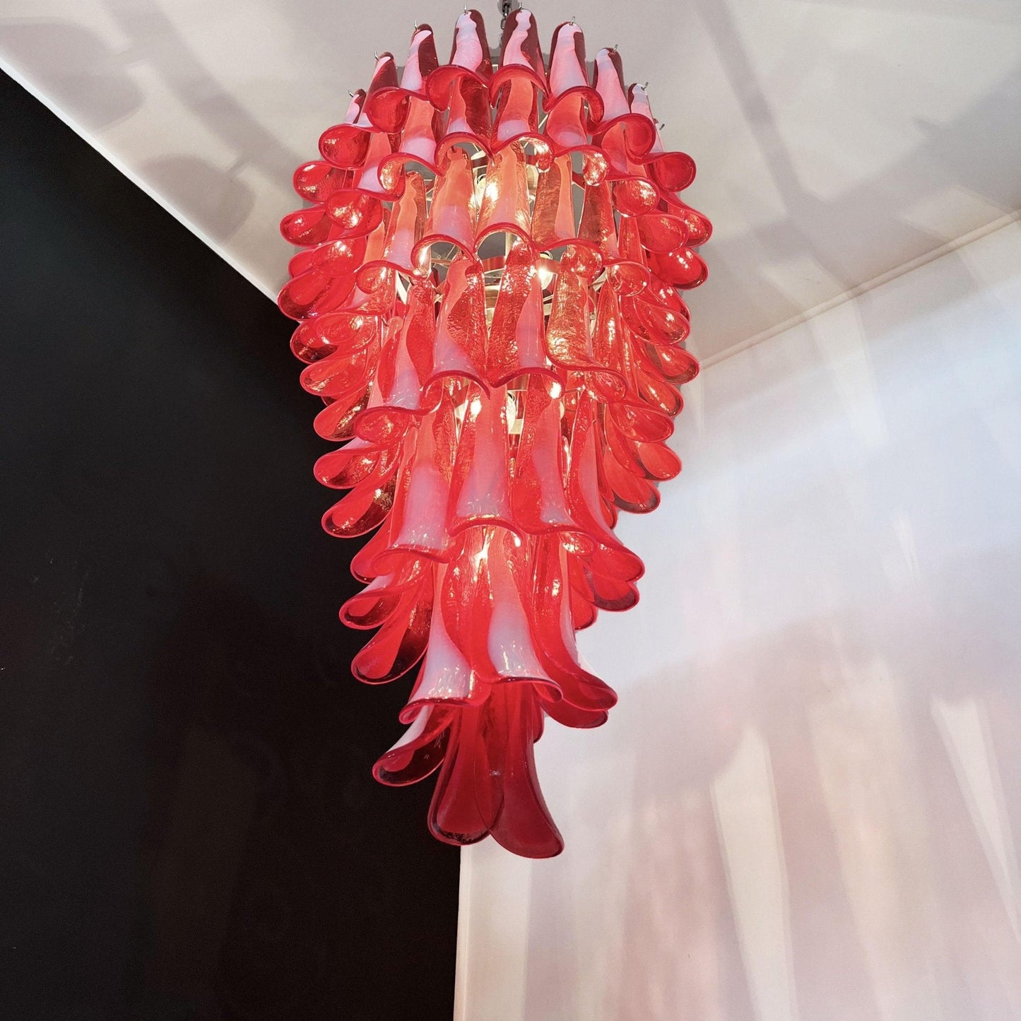 Murano Red Petals Spiral Chandelier - YIOSI