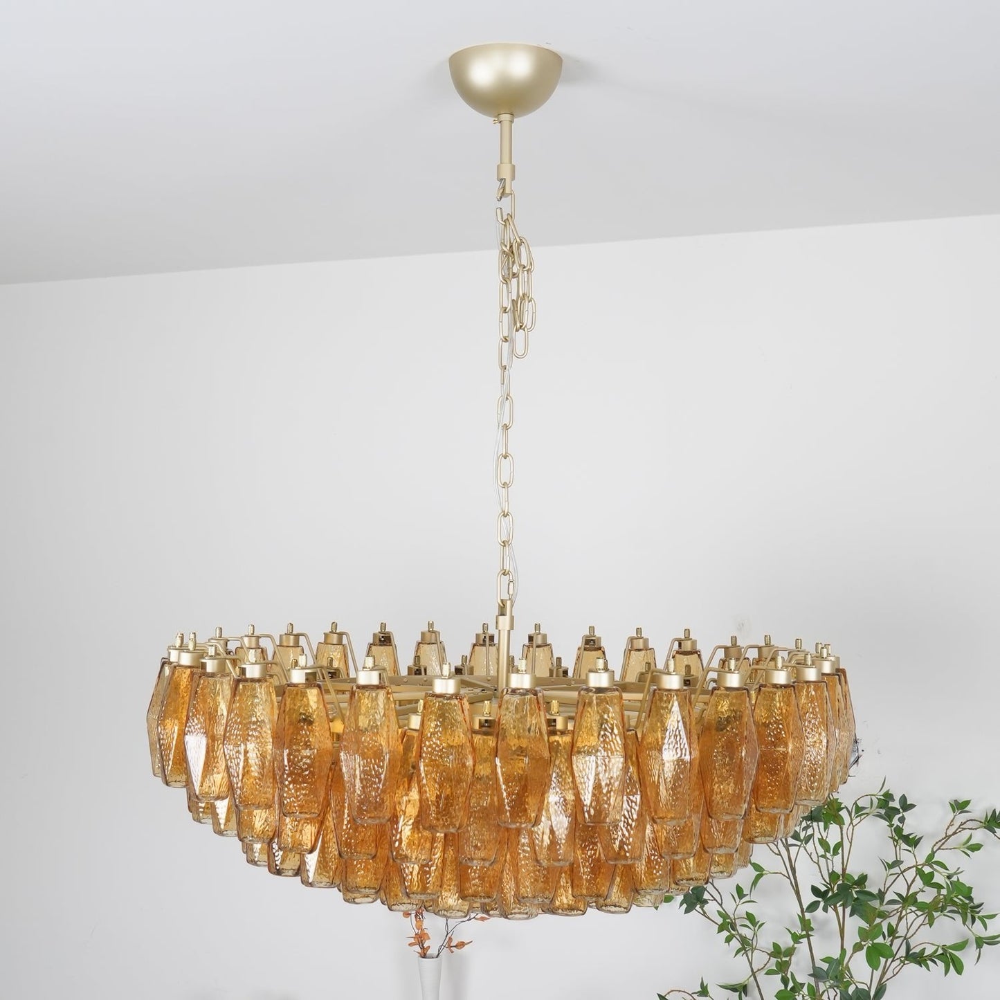 Murano Rhombus Amber Glass Chandelier - YIOSI