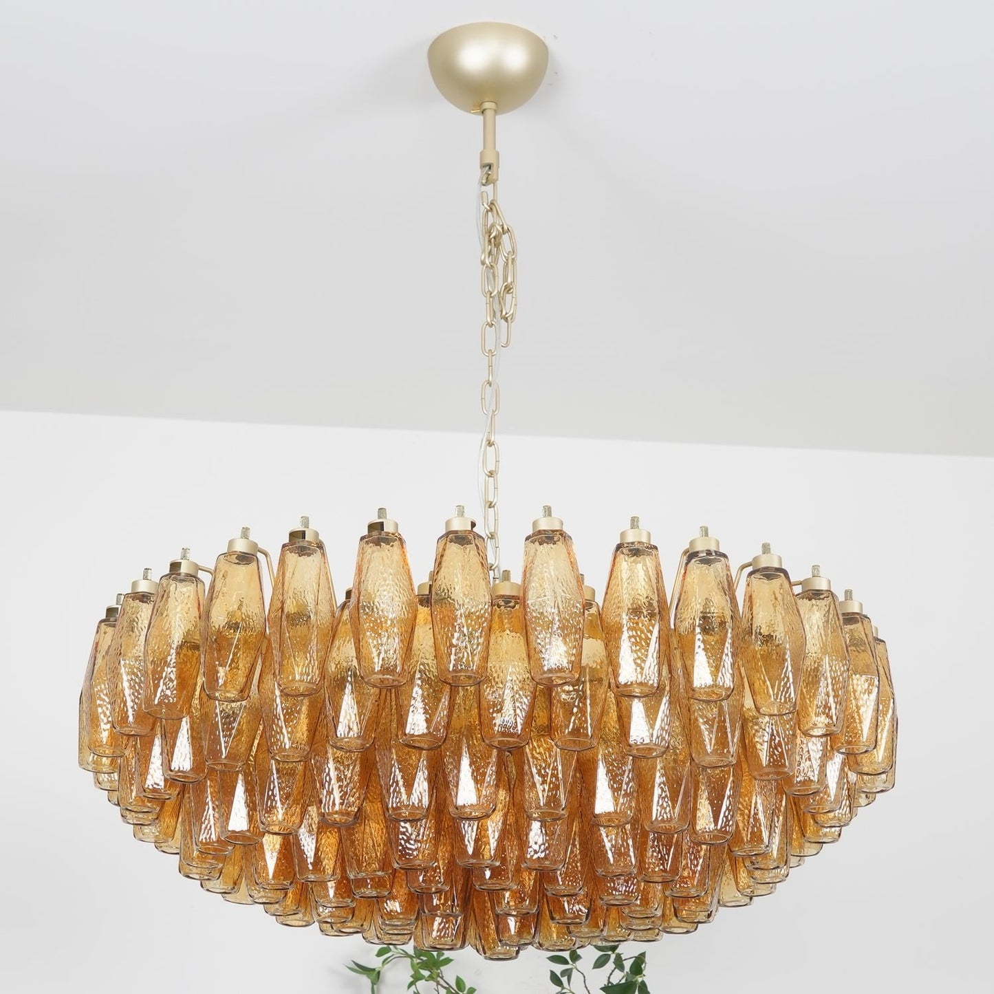 Murano Rhombus Amber Glass Chandelier - YIOSI