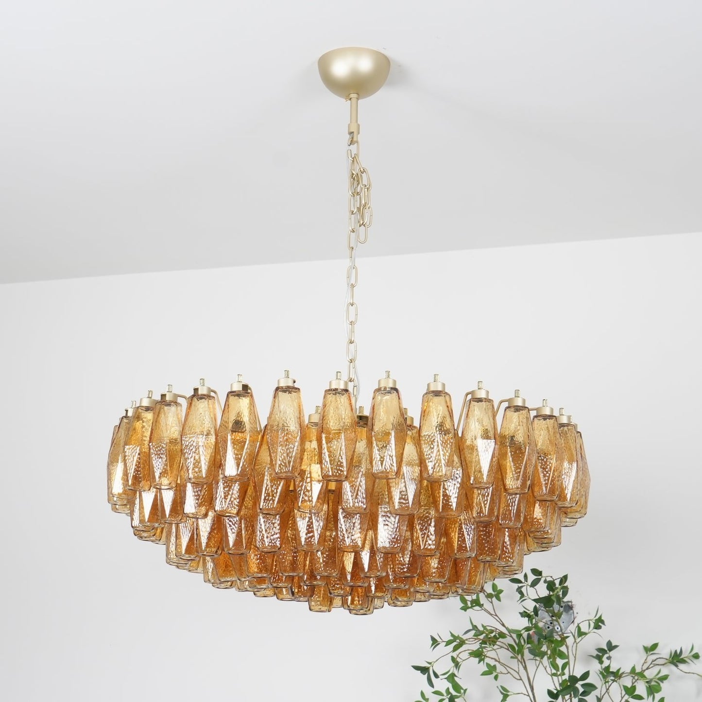 Murano Rhombus Amber Glass Chandelier - YIOSI