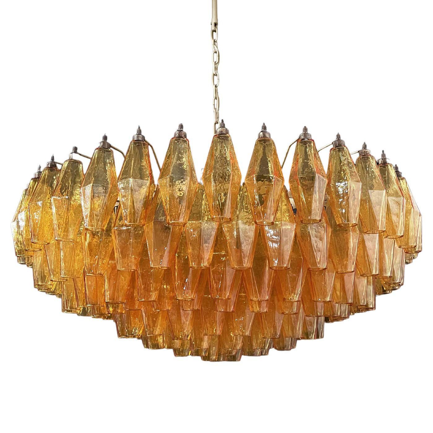 Murano Rhombus Amber Glass Chandelier - YIOSI