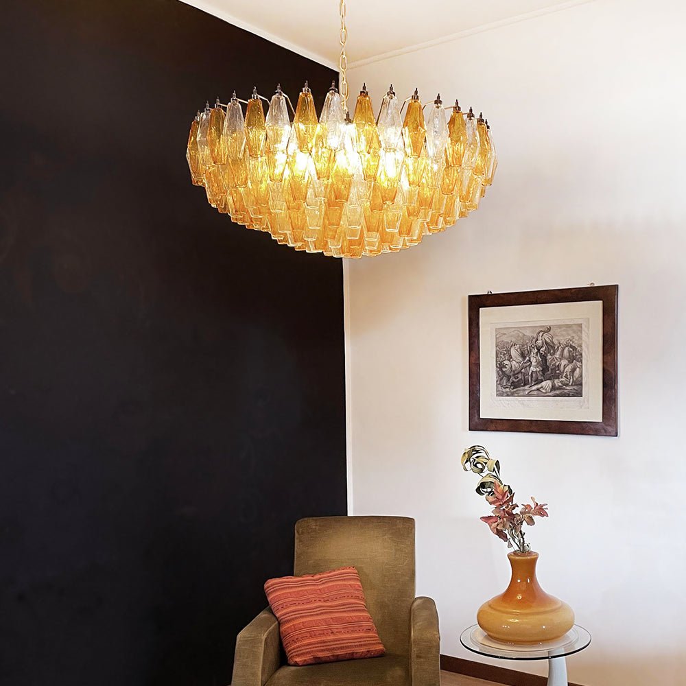 Murano Rhombus Amber Glass Chandelier - YIOSI