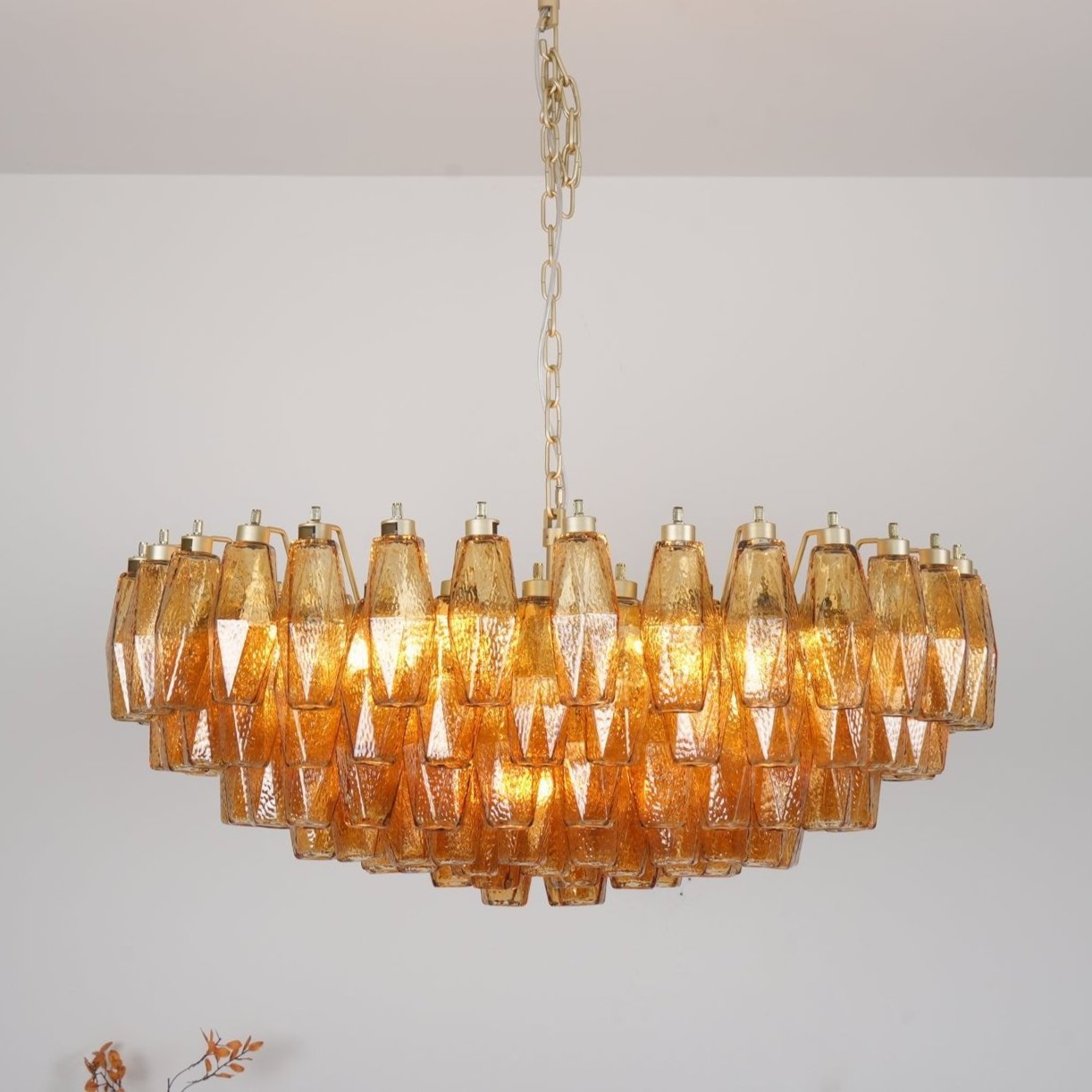 Murano Rhombus Amber Glass Chandelier - YIOSI