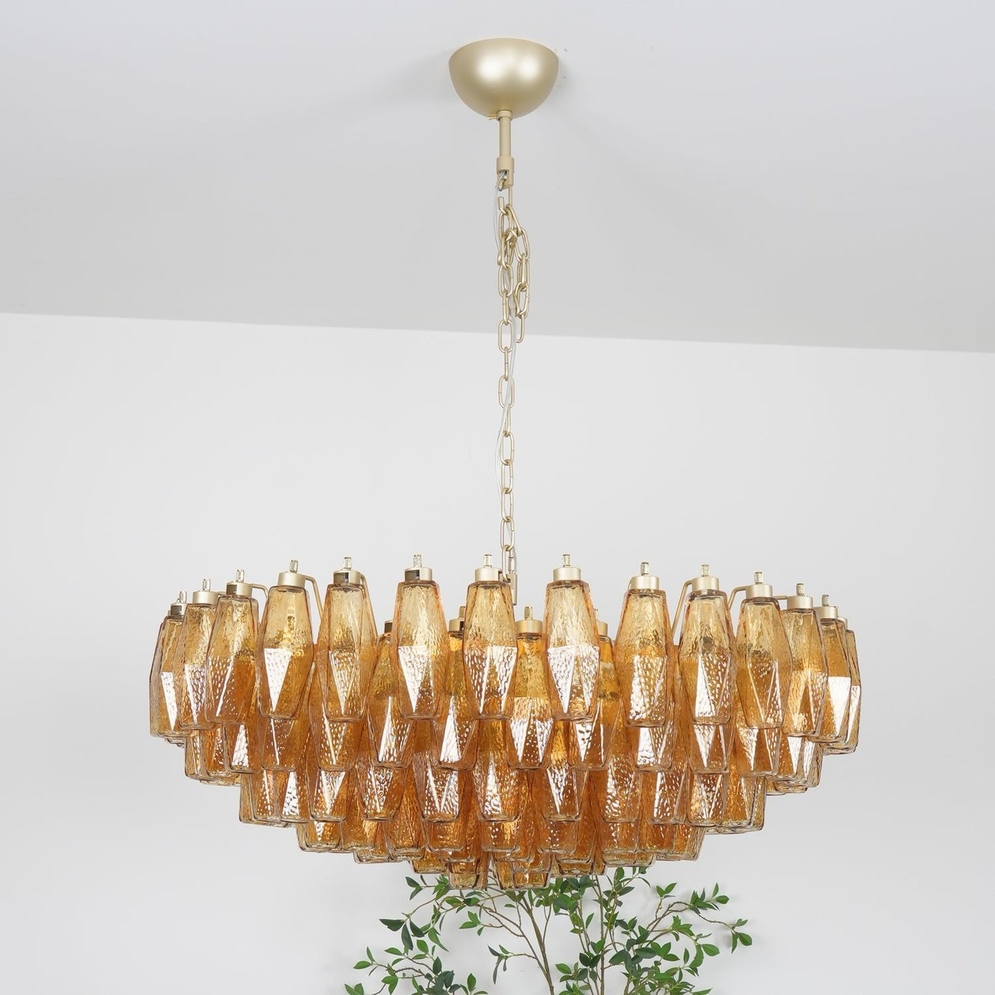 Murano Rhombus Amber Glass Chandelier - YIOSI