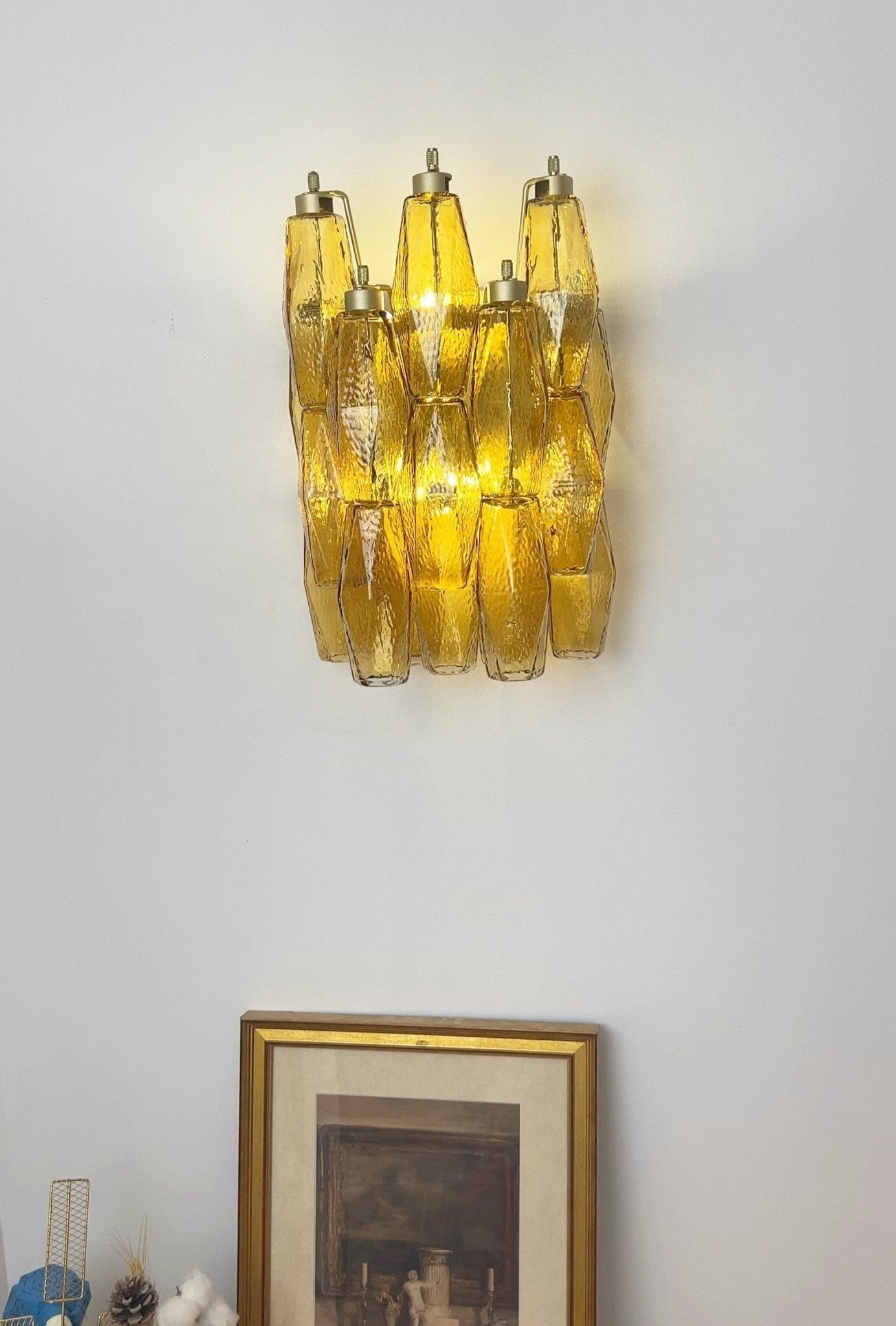 Murano Rhombus Amber Glass Wall Lamp - YIOSI
