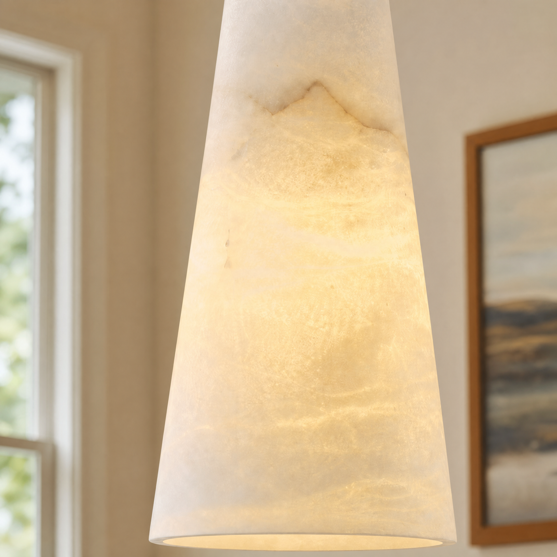 Natural Spanish Alabaster Conical Pendant Light