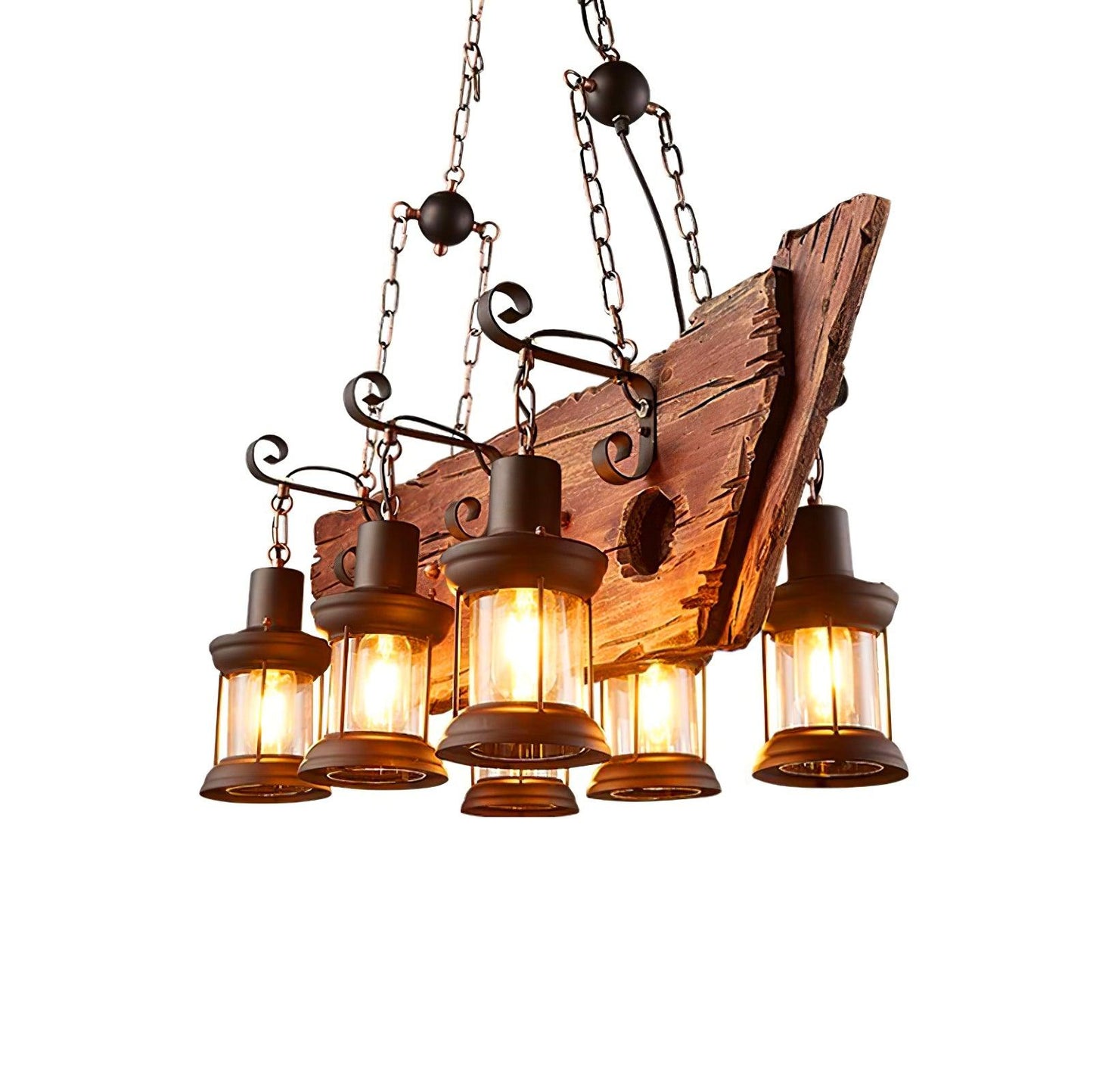 Nautical Industrial Style Wooden Chandelier - YIOSI