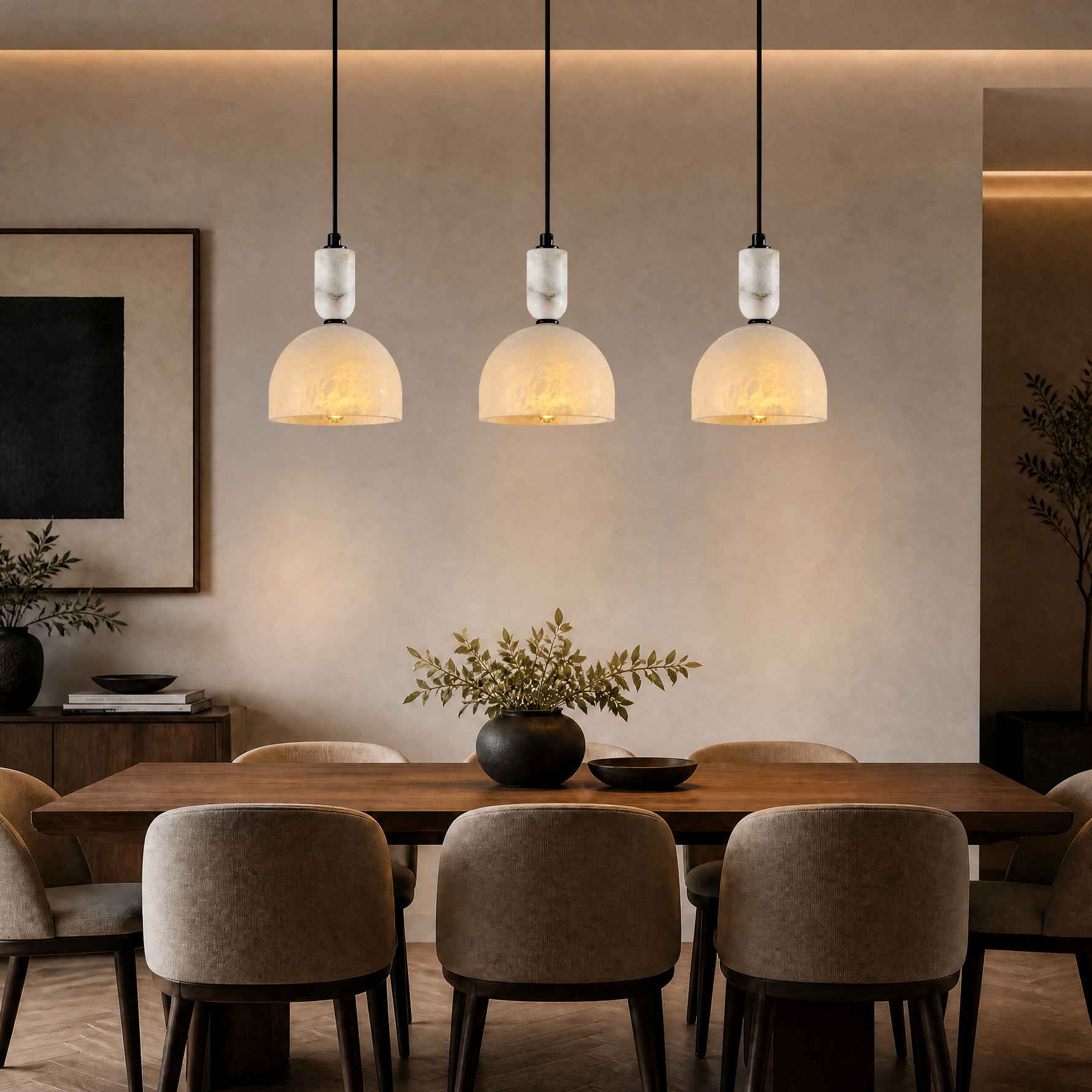 New Style Washboard Marble Slice Pendant Light L54"