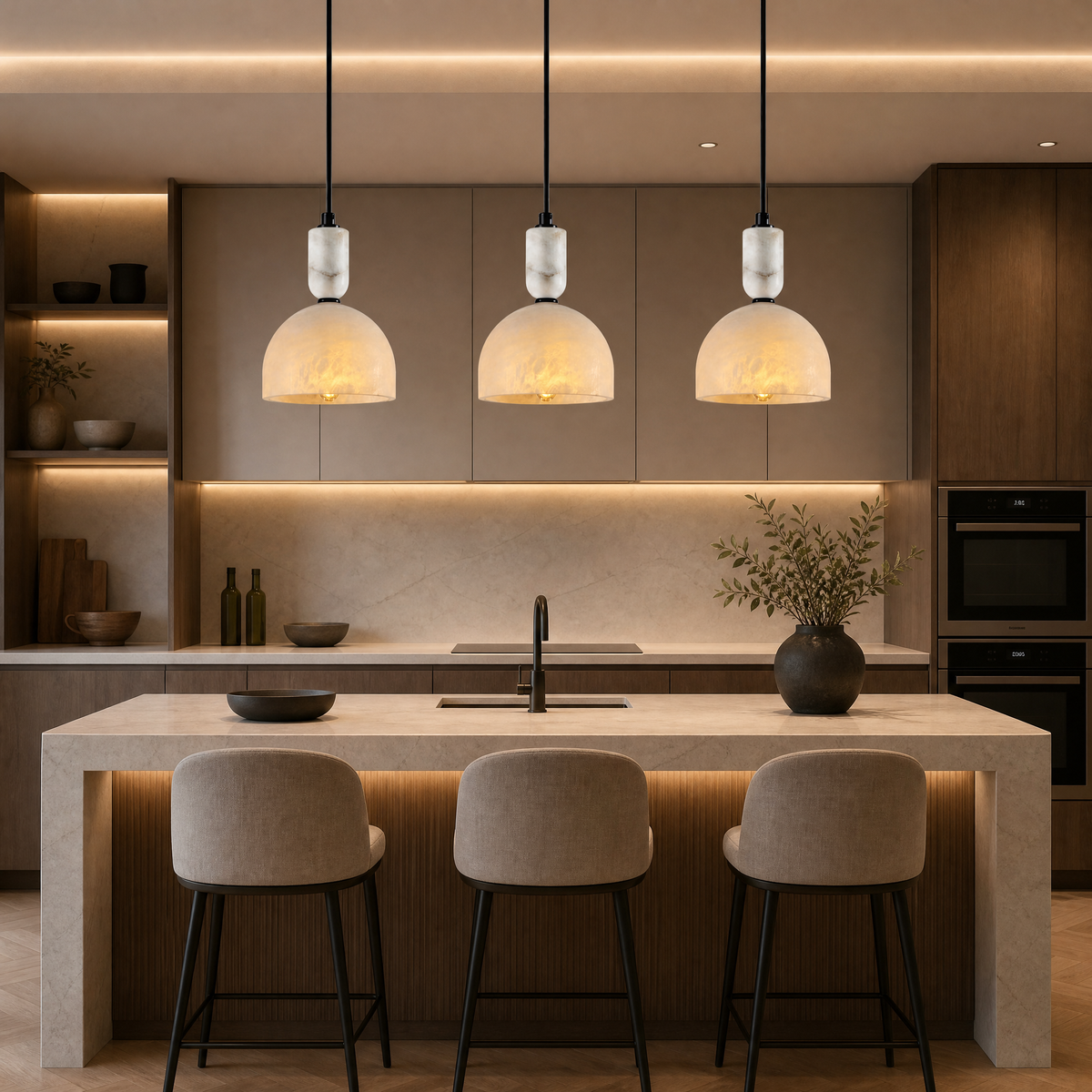 New Style Washboard Marble Slice Pendant Light L54"