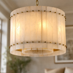 New Style Washboard Marble Slice Round Pendant Light D22"