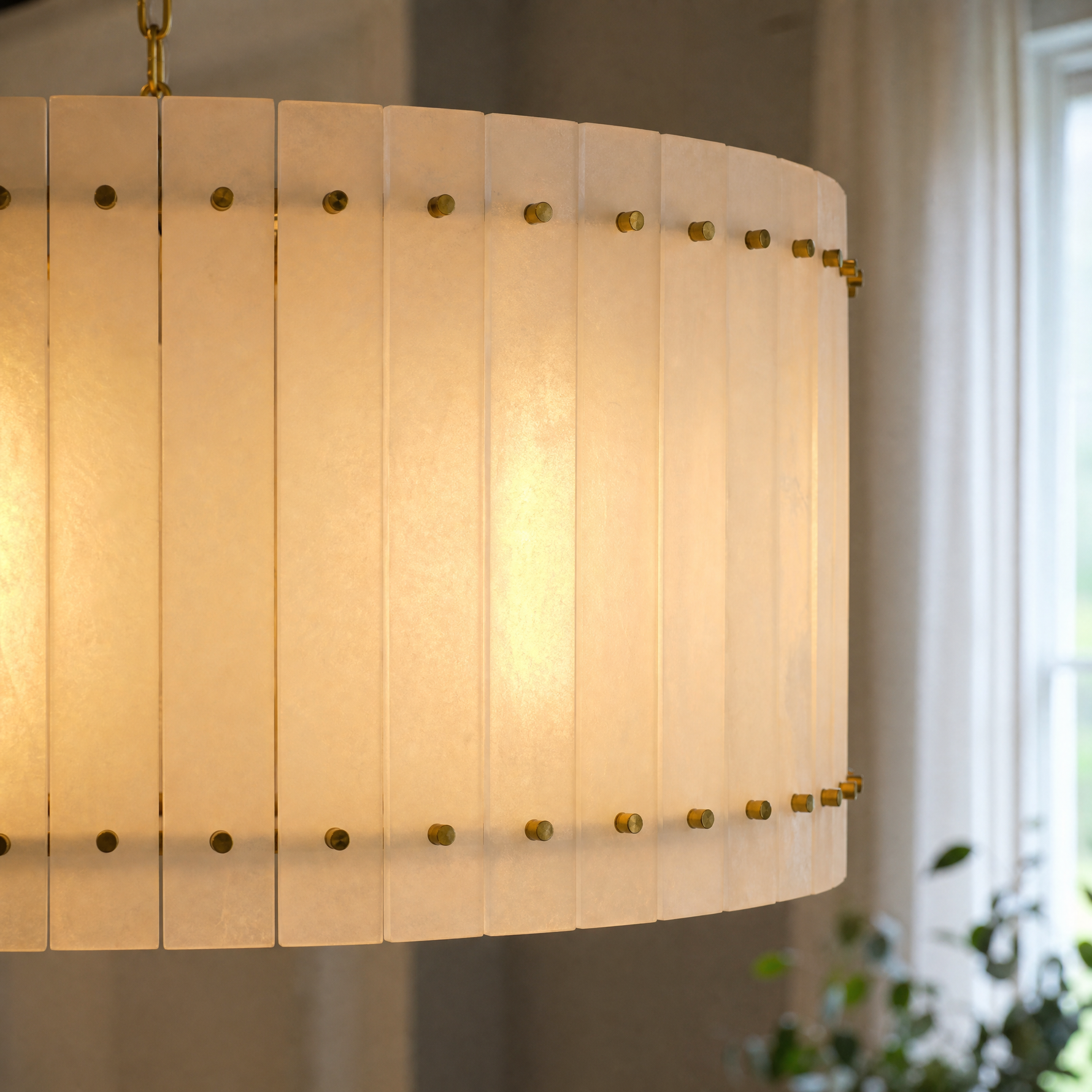 New Style Washboard Marble Slice Round Pendant Light D37"