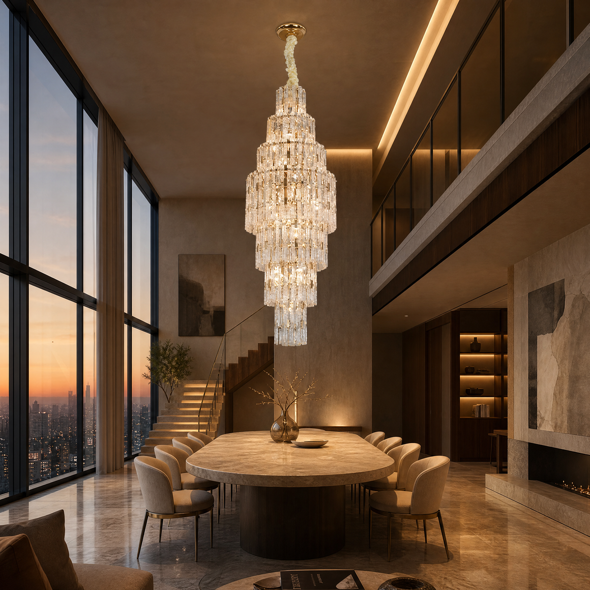 Notturno Crystal Halo Chandelier