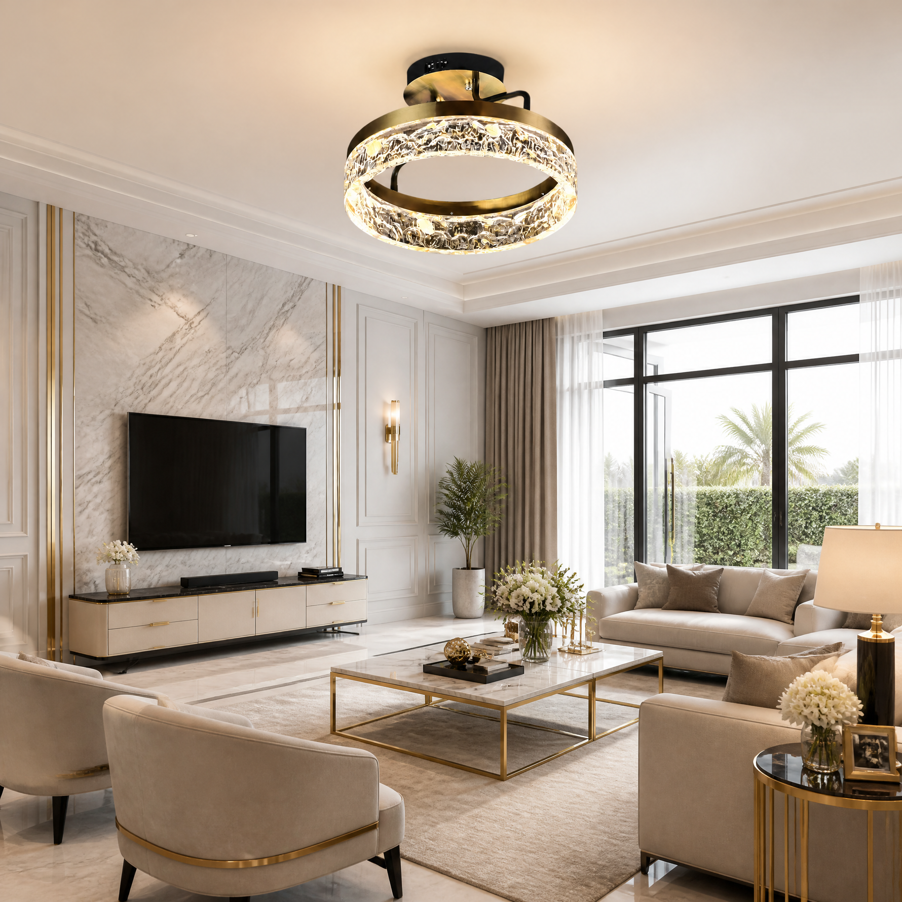 Ocean Star Modern Crystal Flush Mount Ceiling Light