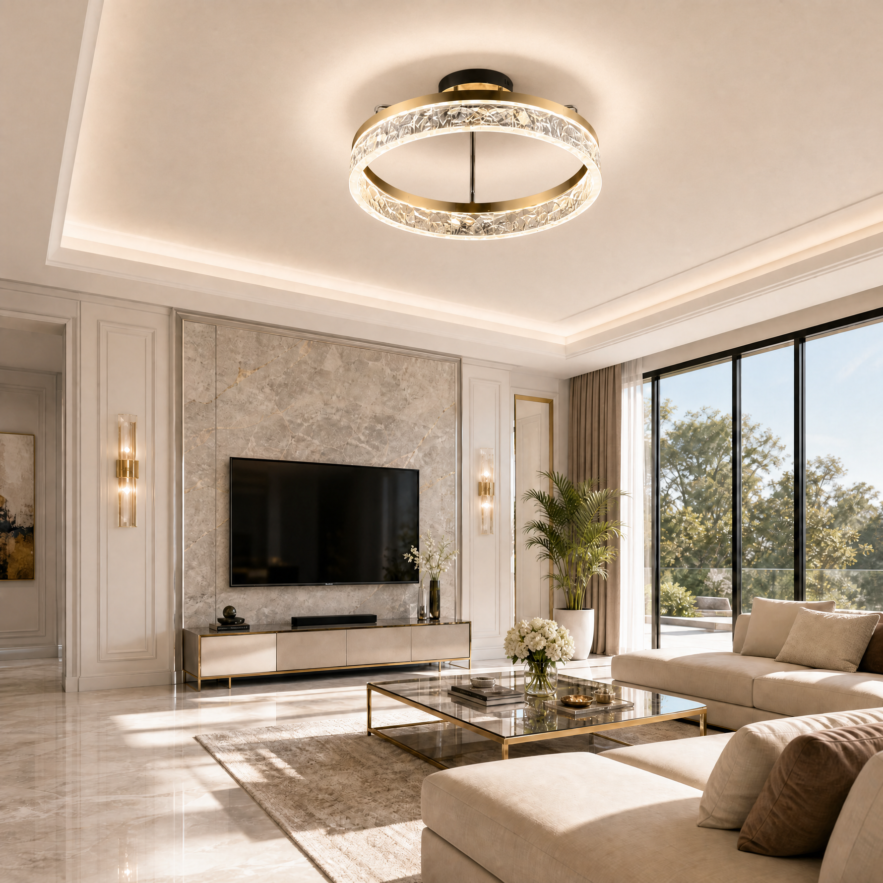 Ocean Star Modern Crystal Flush Mount Ceiling Light