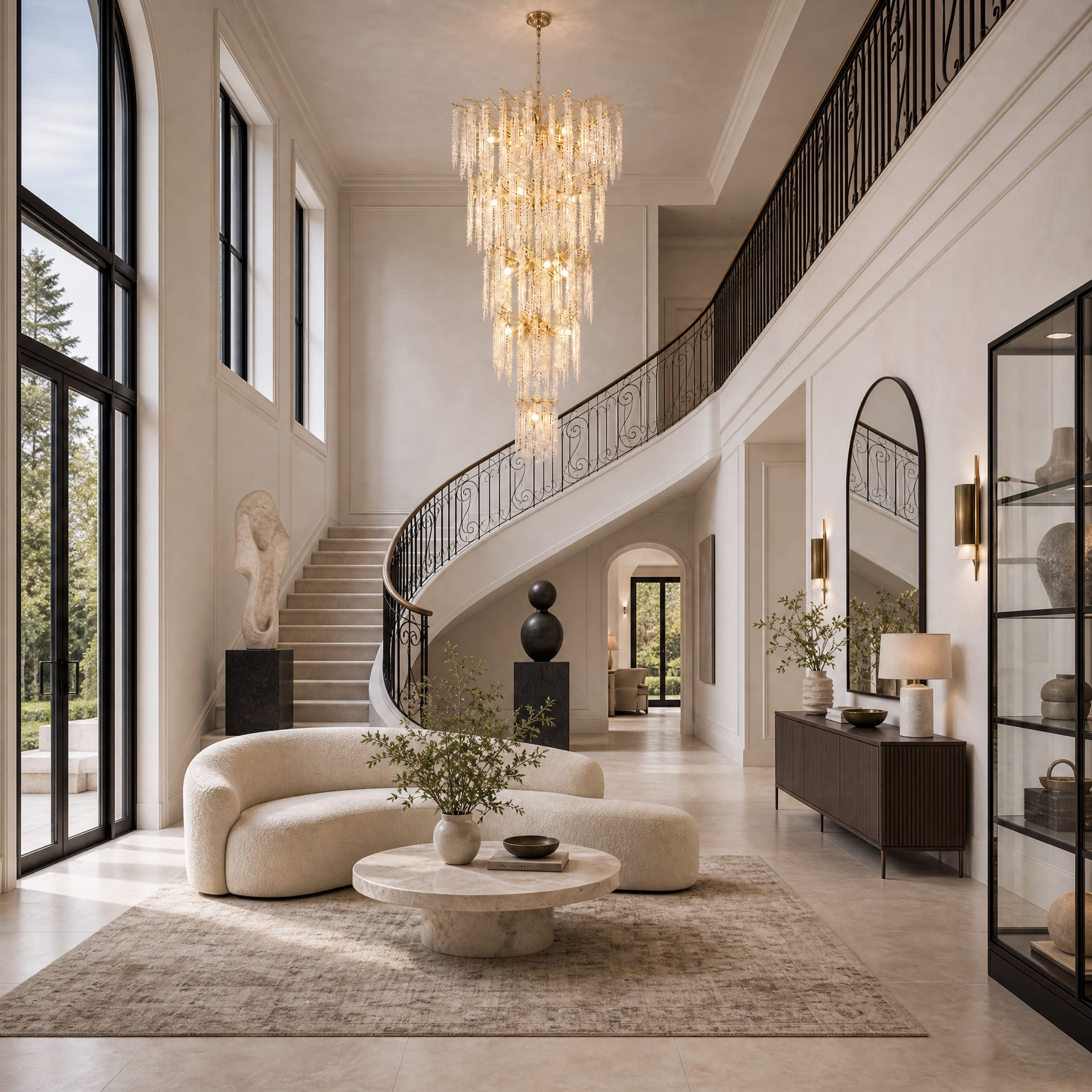 Octagon Bead Branch Staircase Chandelier 760 - Gold