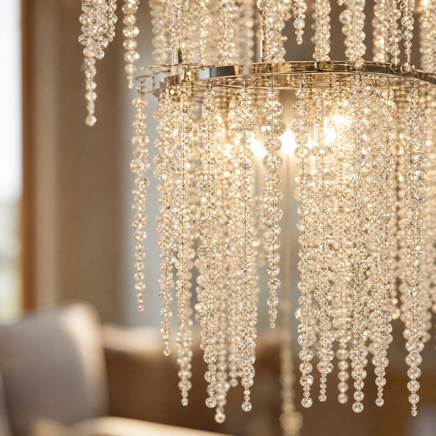 Octagon Bead Branch Staircase Chandelier 760 - Silver