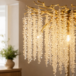 Octagon Bead String Branch Floor Lamp - Gold