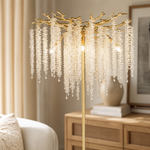 Octagon Bead String Branch Floor Lamp - Gold