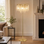 Octagon Bead String Branch Floor Lamp - Gold