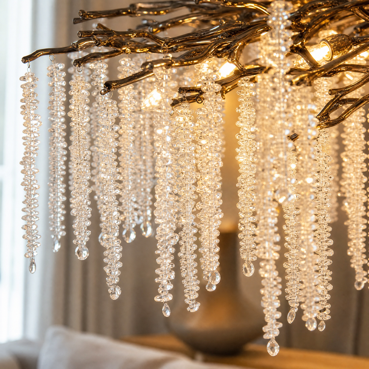 Octagonal Bead Branch Lamp D1200 - Black