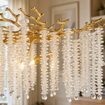 Octagonal Bead Pendant Light 1200 - Gold