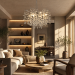 Octagonal Bead Pendant Light 1200 - Silver