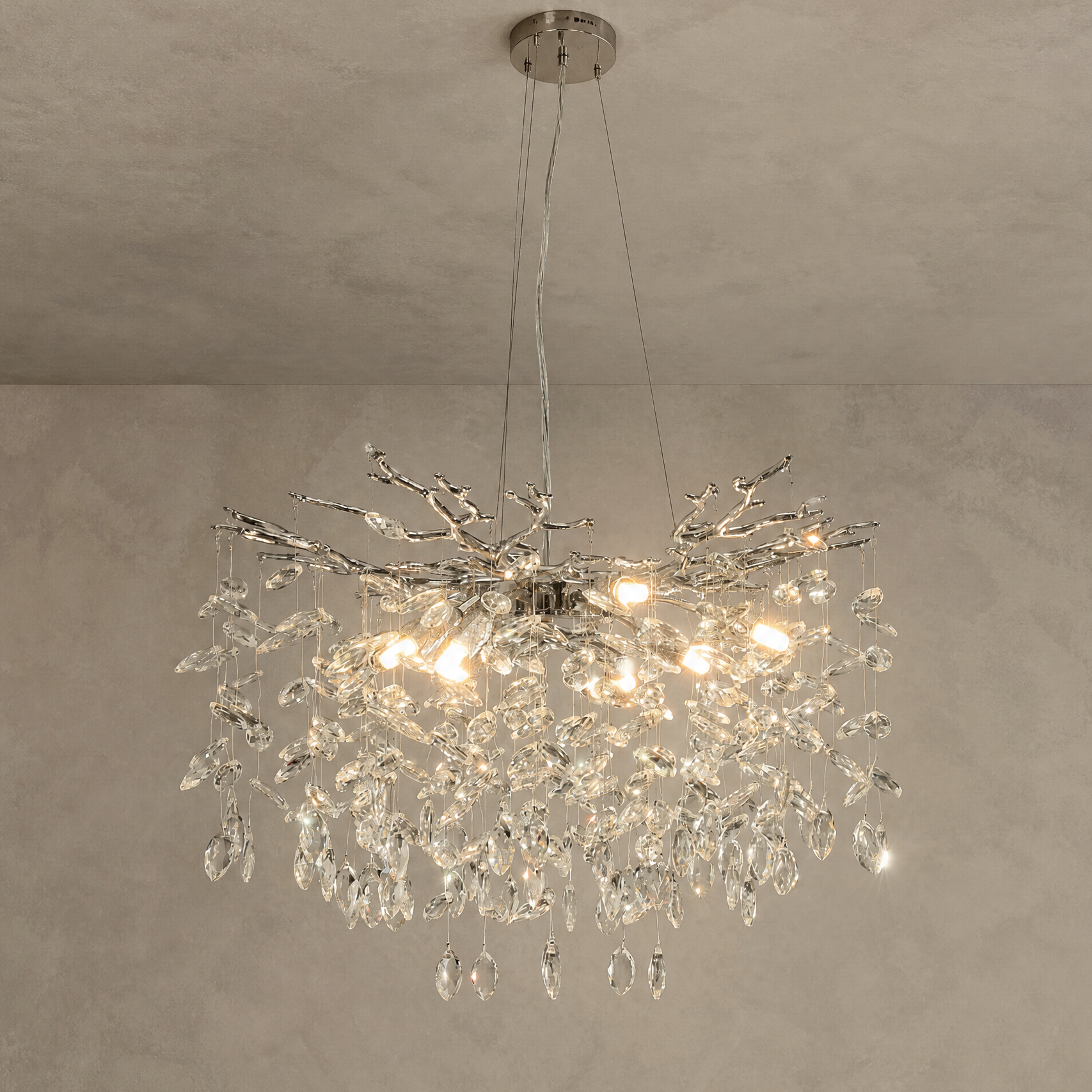 Octagonal Bead Pendant Light 1200 - Silver