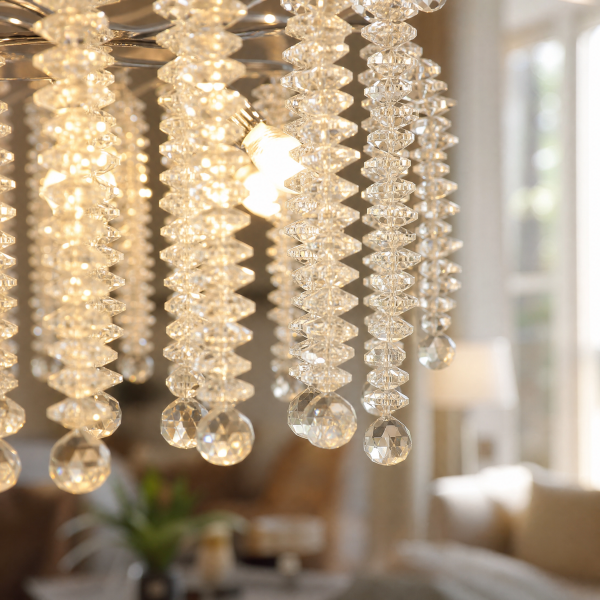 Octagonal Bead Pendant Light 1500 - Silver