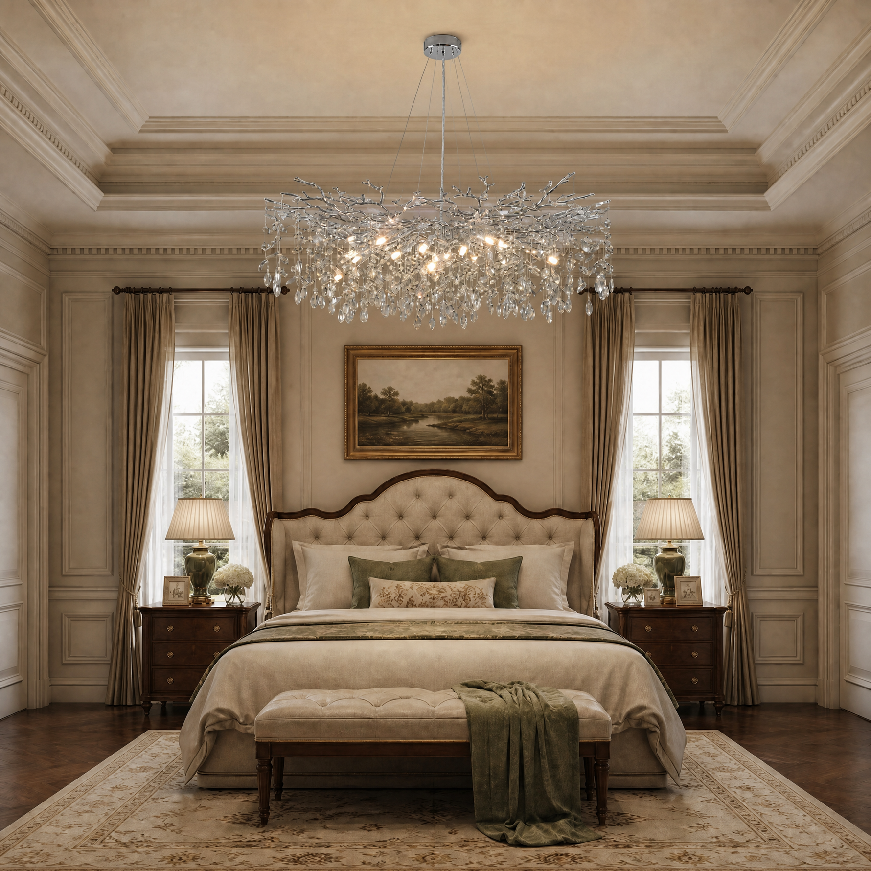 Octagonal Bead Pendant Light 1500 - Silver