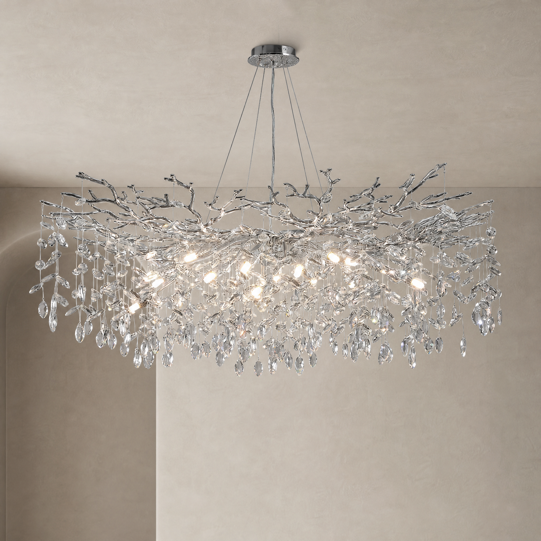 Octagonal Bead Pendant Light 1500 - Silver