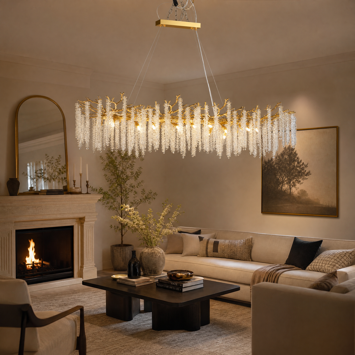 Octagonal Bead Pendant Light 1800 - Gold