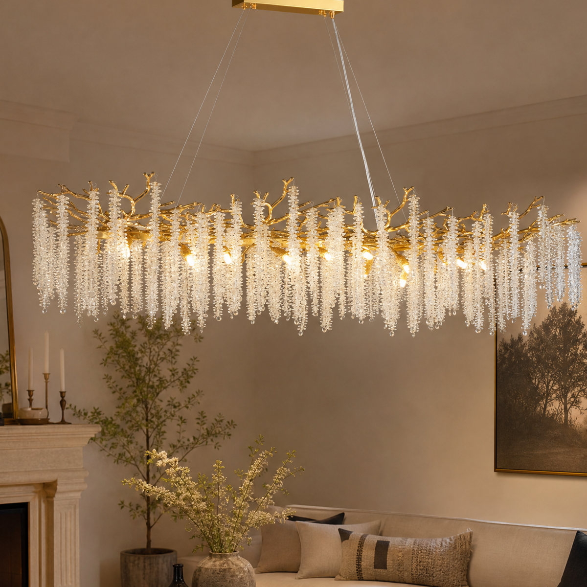 Octagonal Bead Pendant Light 1800 - Gold