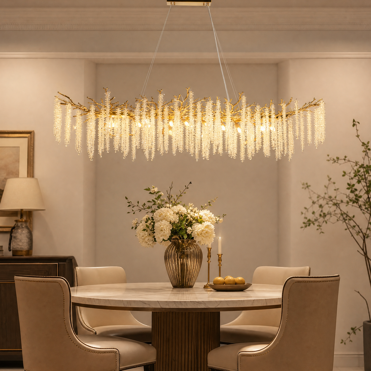 Octagonal Bead Pendant Light 1800 - Gold