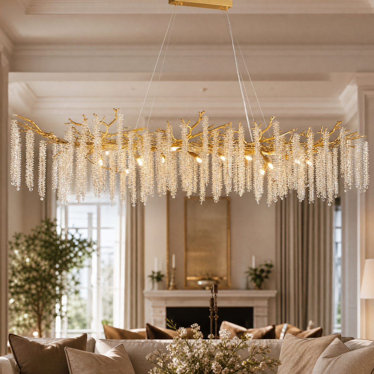 Octagonal Bead Pendant Light 1800 - Gold