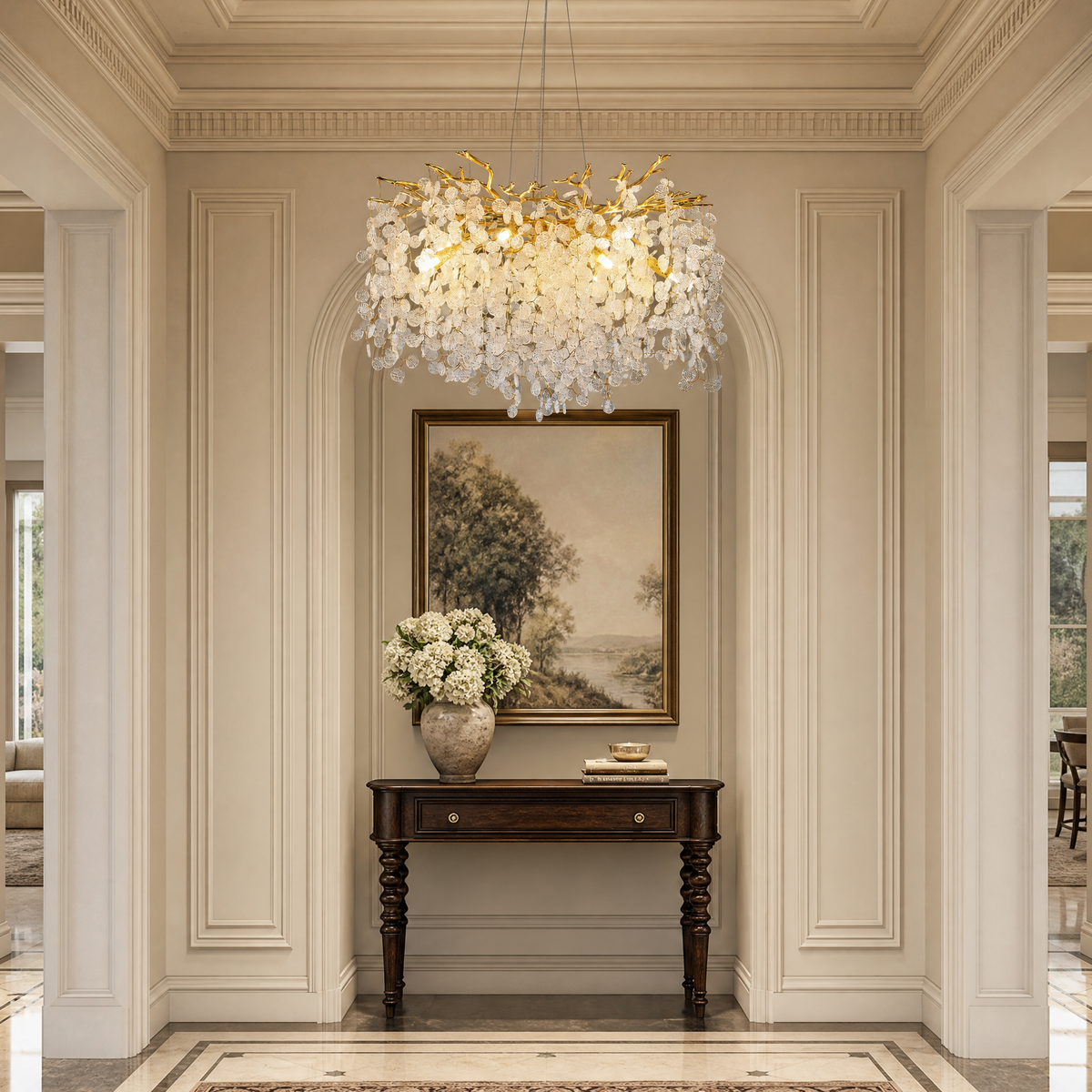 Octagonal Bead Pendant Light 1800 - Gold
