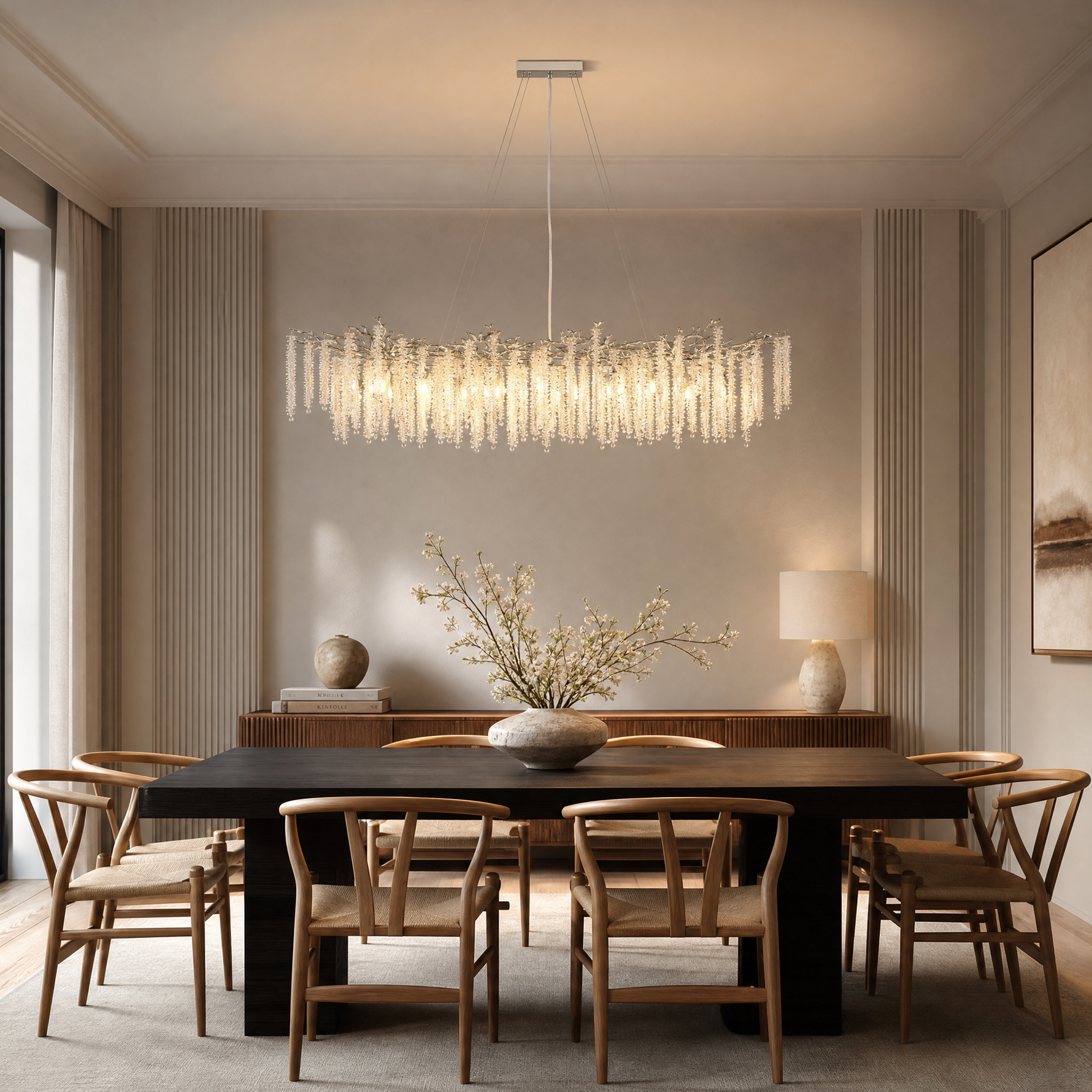 Octagonal Bead Pendant Light 1800 - Silver