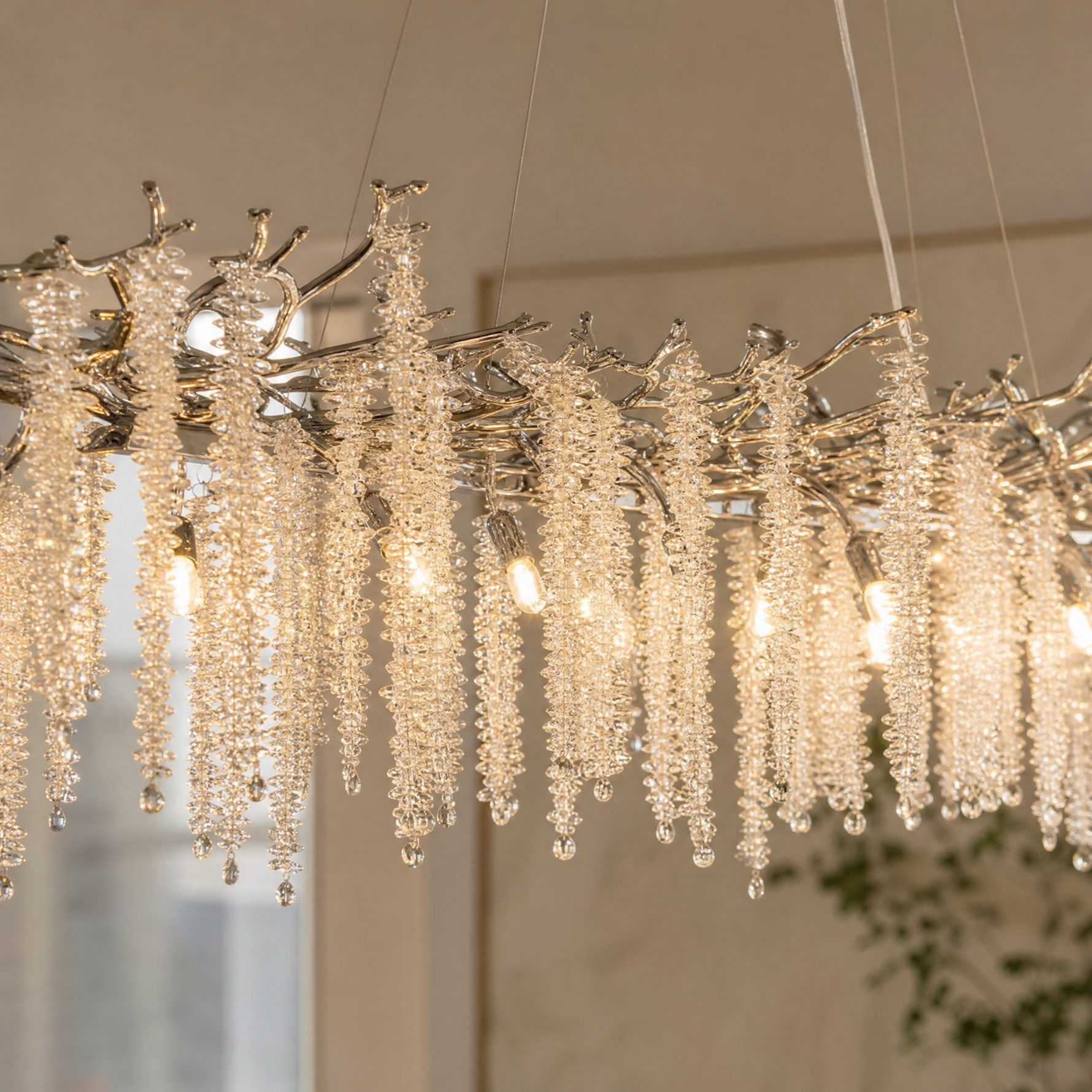 Octagonal Bead Pendant Light 1800 - Silver