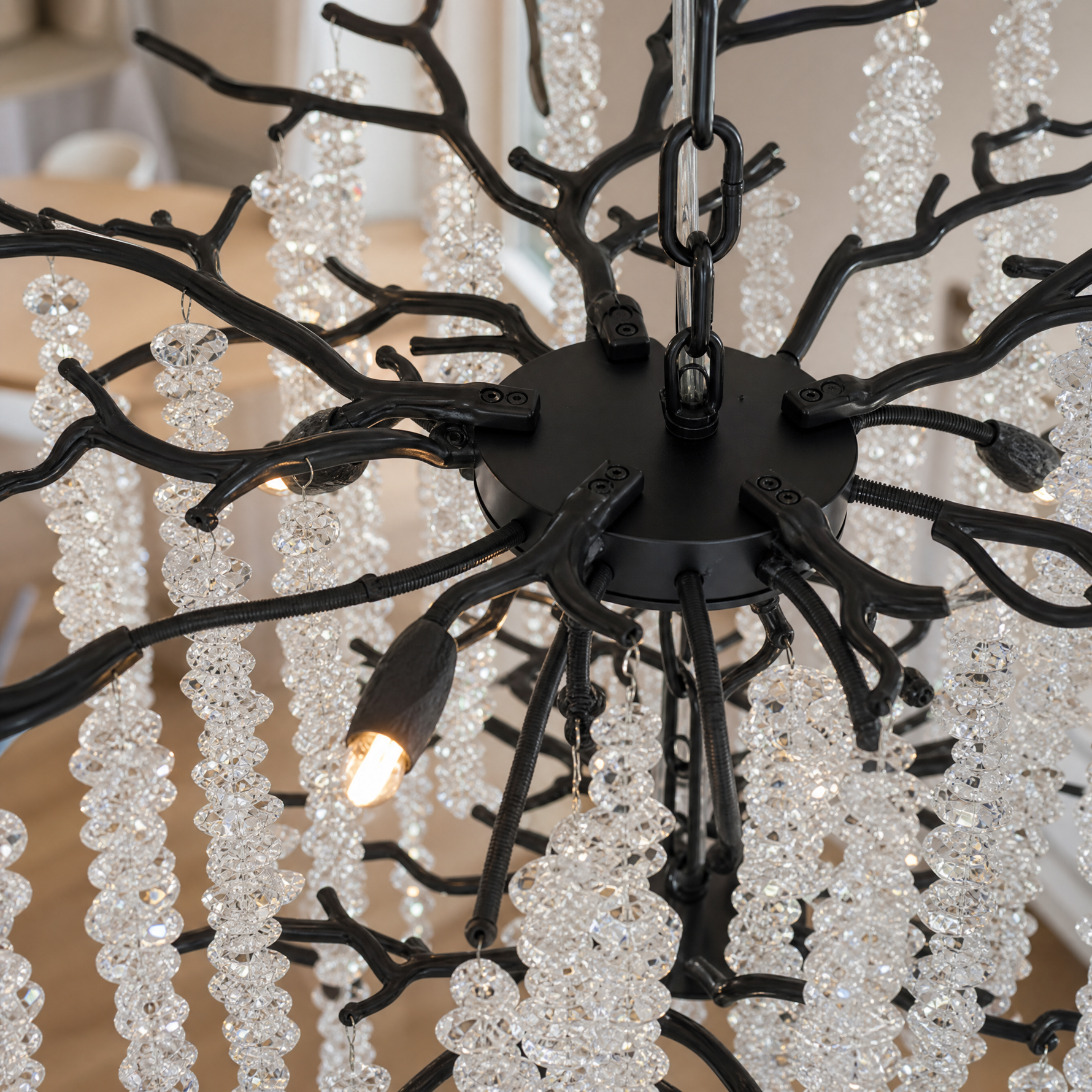 Octagonal Bead Tree Branch Staircase Light Five-Layer - Black 760