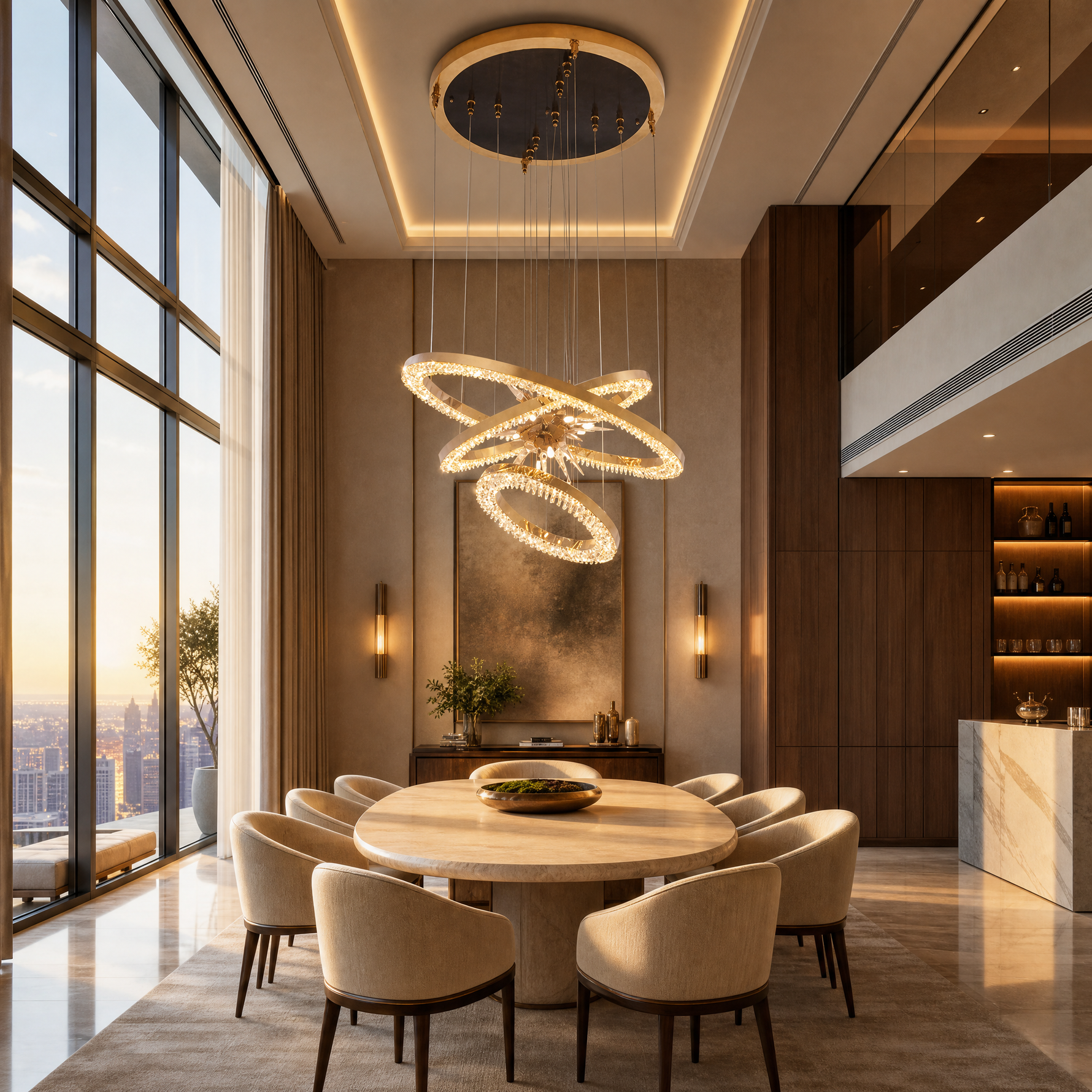 Octagonal Halo Chandelier