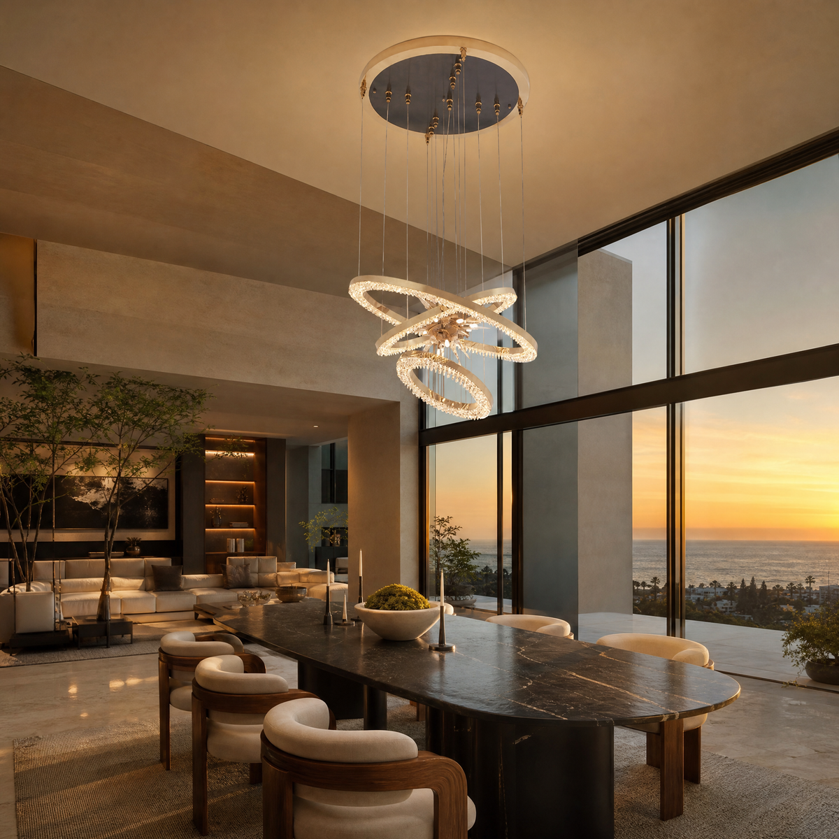 Octagonal Halo Chandelier