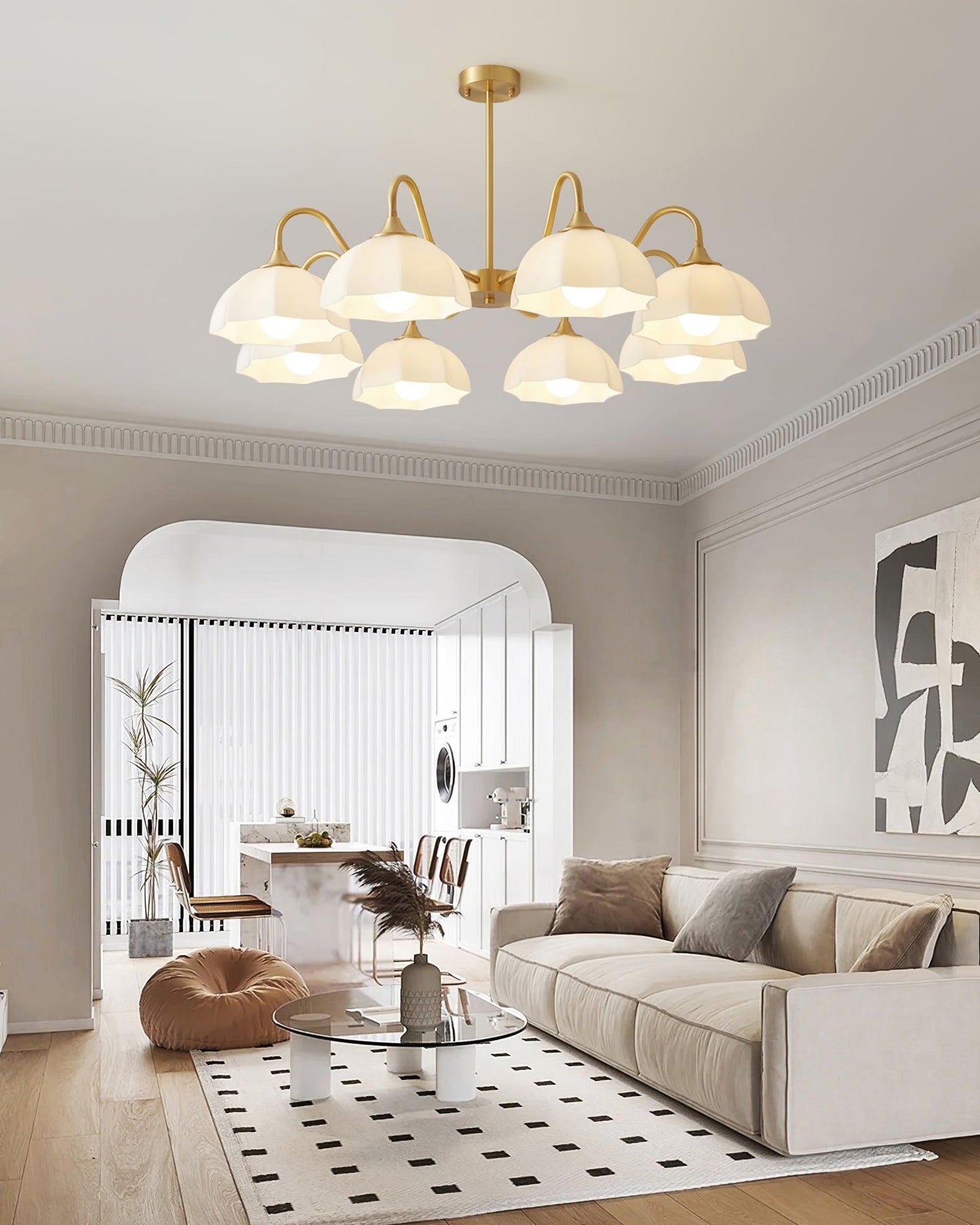 Octagonal Glass Bowl Chandelier - YIOSI
