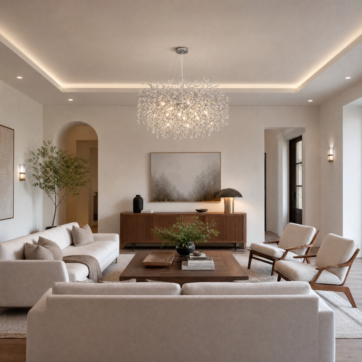 Odalys Organic Modern Silver Chandelier