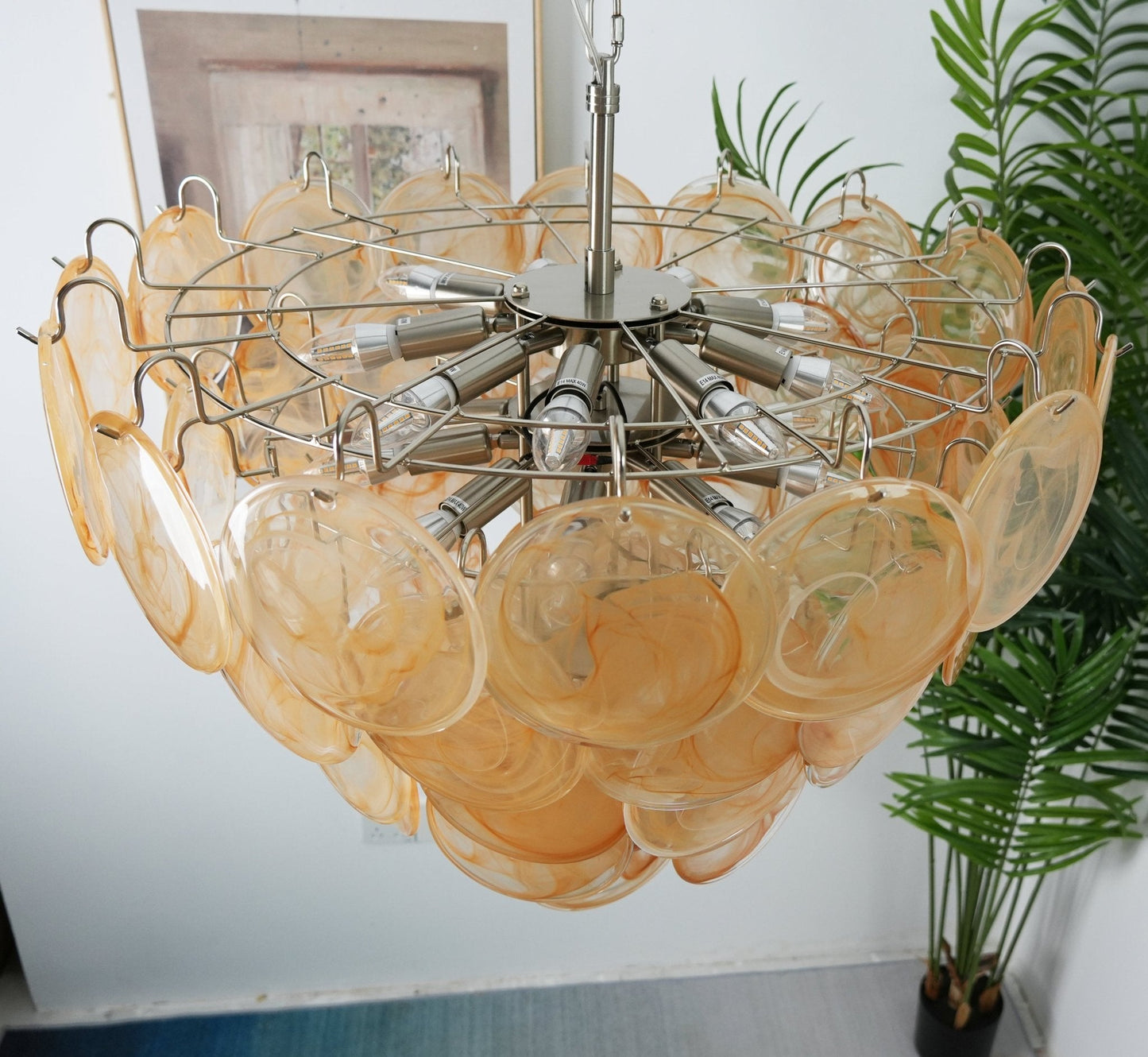 Orange Murano Disc Chandelier - YIOSI