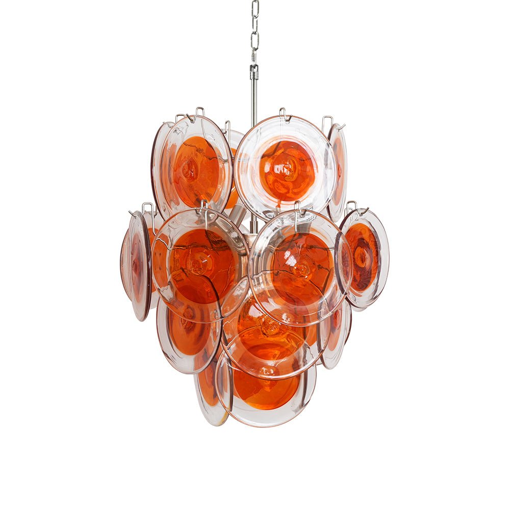 Orange Transparent Murano Disc Chandelier - YIOSI