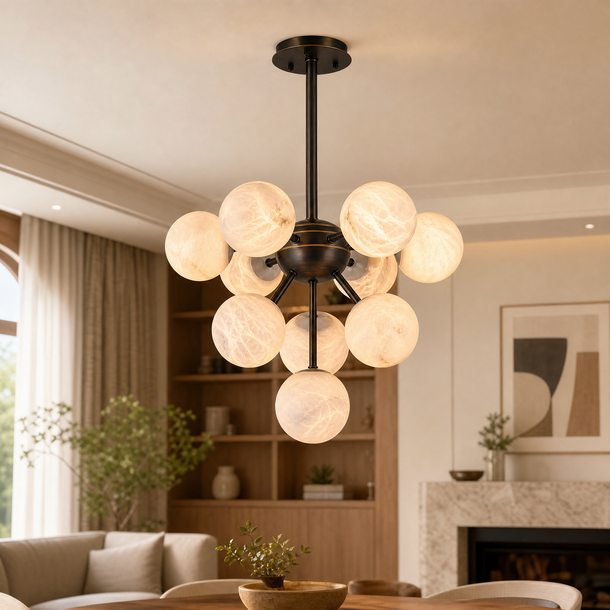 Orb Cluster Alabaster Pendant Light