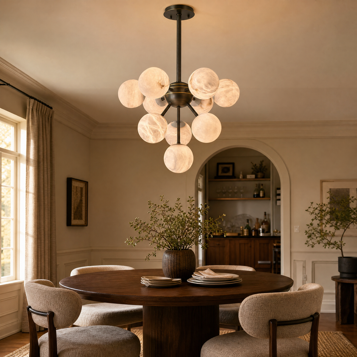 Orb Cluster Alabaster Pendant Light
