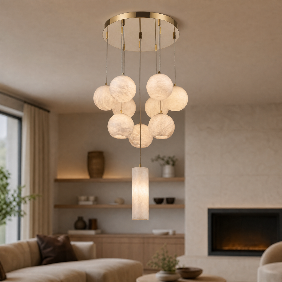 Orb Cluster Pendant Alabaster